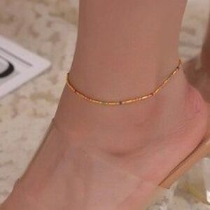 Gold Titanium Steel Anklet Multicolor Oil Drip Dainty Adjustable Ankle Bracelet